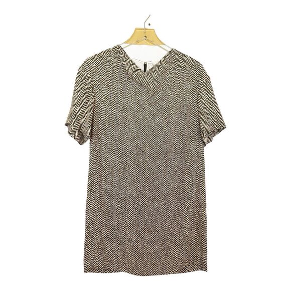 Chloe Herringbone Viscose Short Dress France Drape Neck Back Zip Sz 40 FR /10 US - Picture 1 of 5